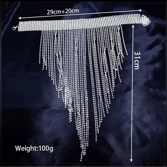 Luxury Crystal Tassel Choker Necklace - Picture 2 of 11